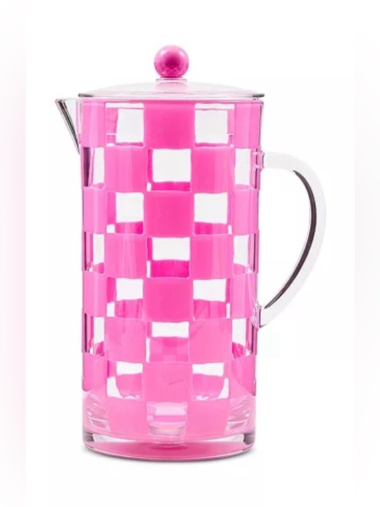 MacKenzie-Childs Other - MacKenzie-Childs Pink Check Acrylic Pitcher NWT